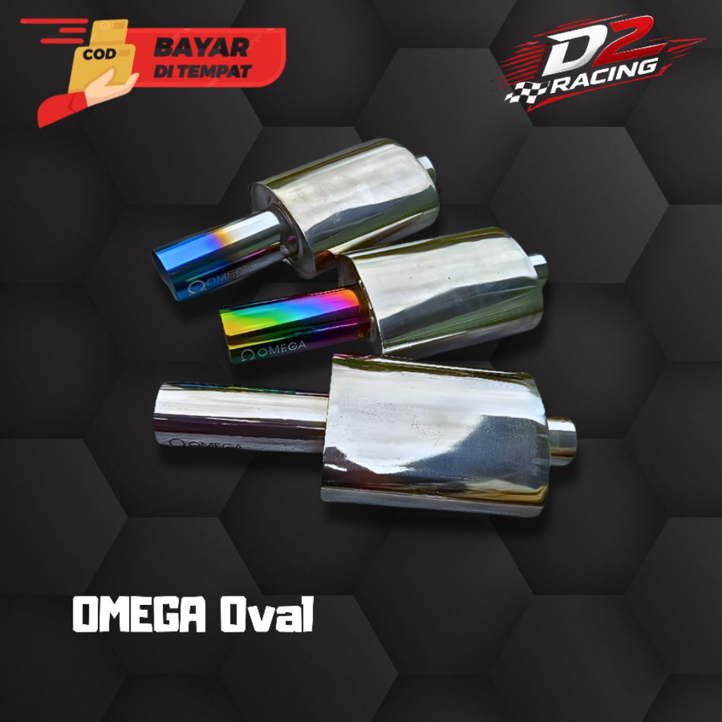 Knalpot mobil OMEGA OVAL berbahan (Full Stainless) dengan karakter suara bass adem