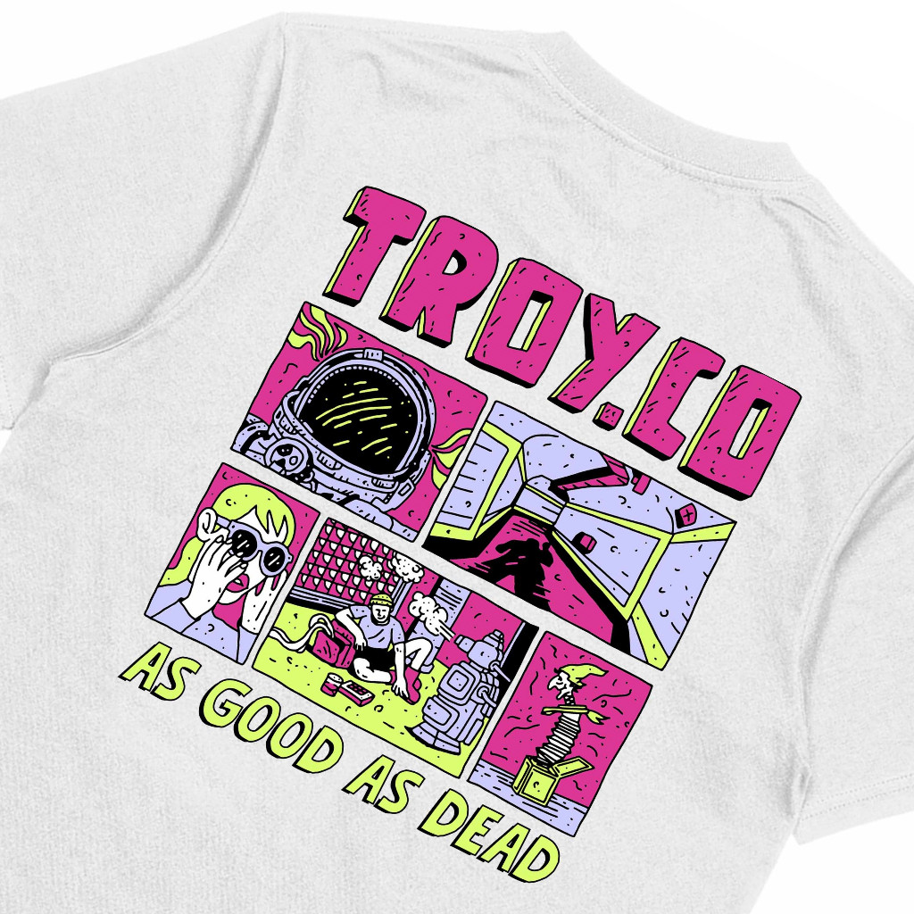 Troy Company Kaos Pria Lengan Pendek Putih - Pink Cosmic Tshirt White MTD 2522