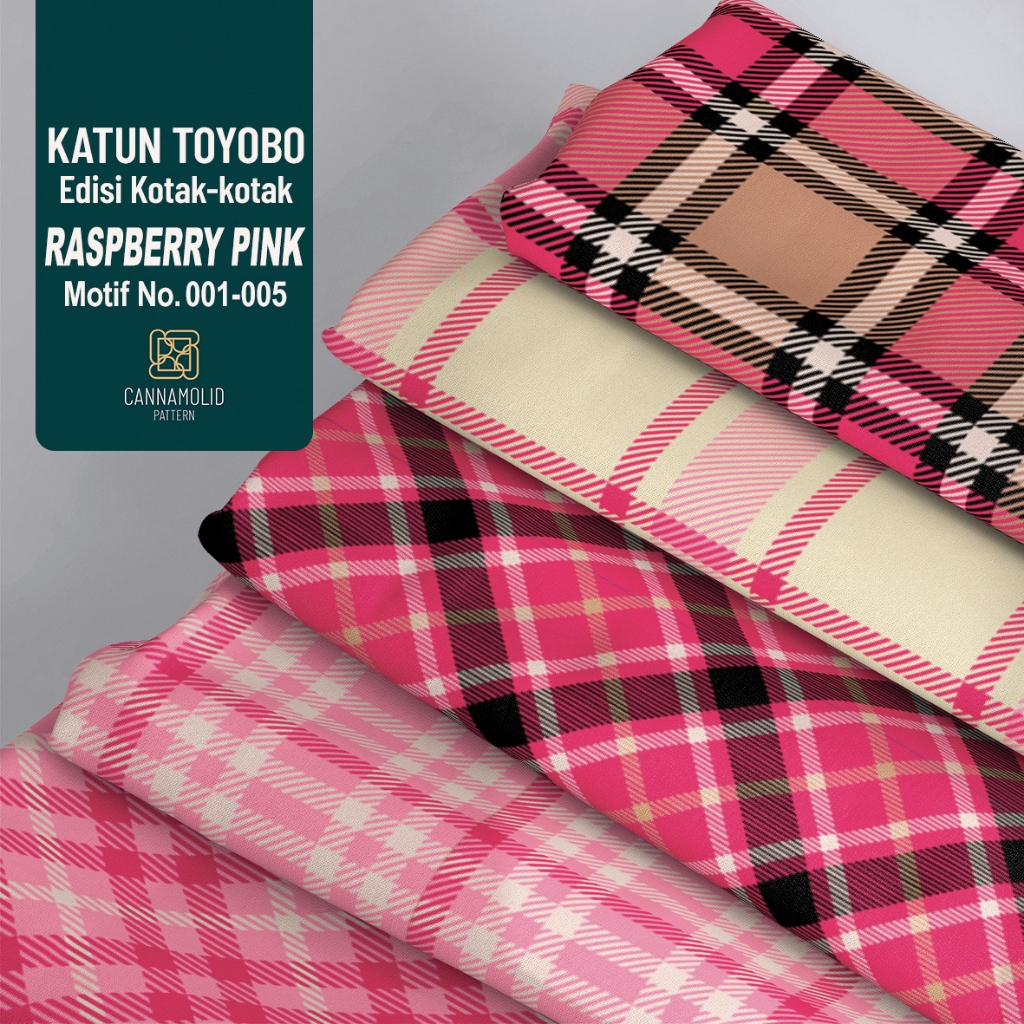 Kain Toyobo Motif KOTAK-KOTAK | Lebar 145cm | PLAID RASPBERRY PINK 1-5