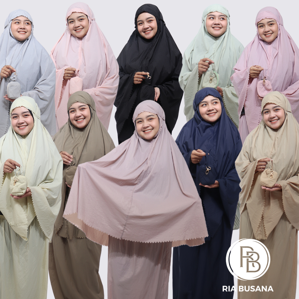 Ria Busana - Elnia - Mukena Traveling Mini Pouch Parachute Polos Art. KARINA-TRAVELLINGLASERLONCENG