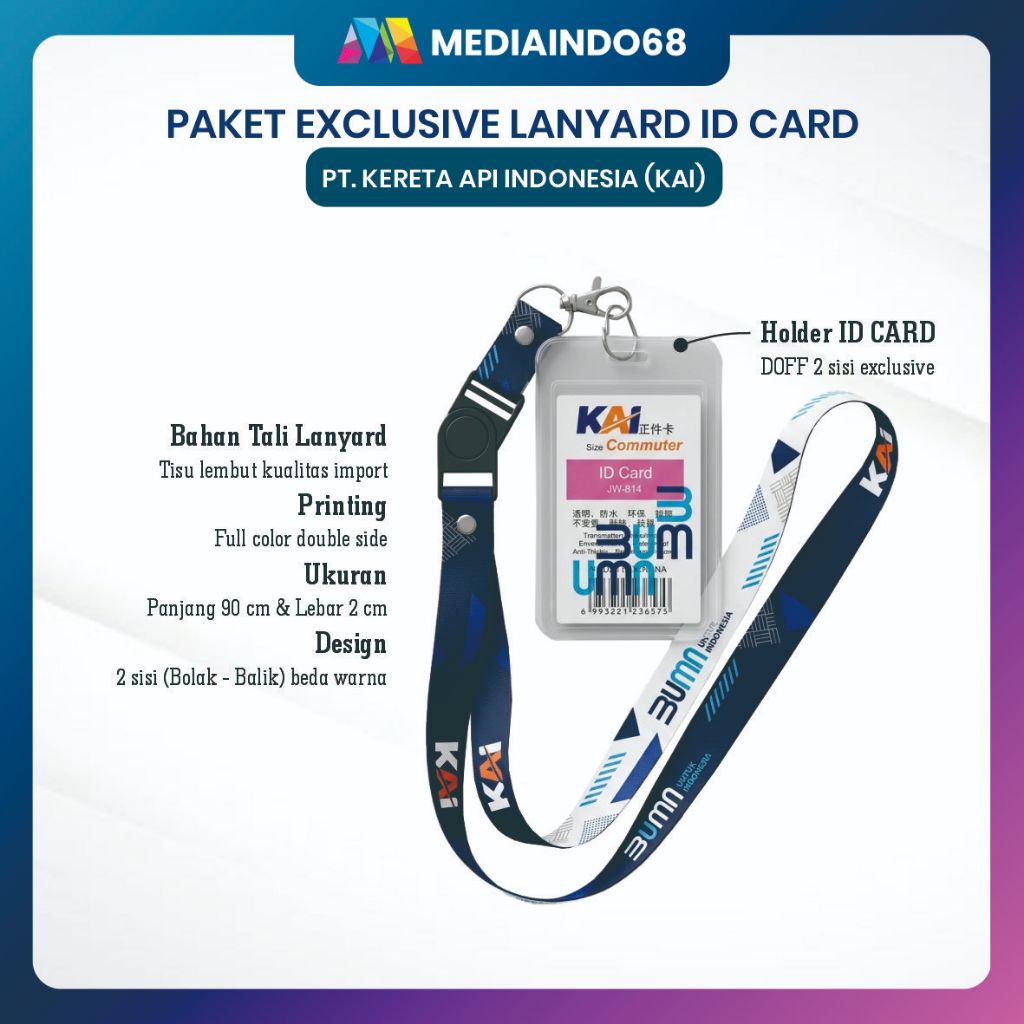 BUMN KAI Lanyard, Strap ID, HP/Flashdisk Printing digital (Paket Lengkap Super Exclusive)BUMN KAI La