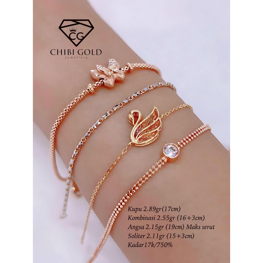 CHIBI GOLD - Gelang tangan emas asli 750 kadar 17K - chibi gold jawellery