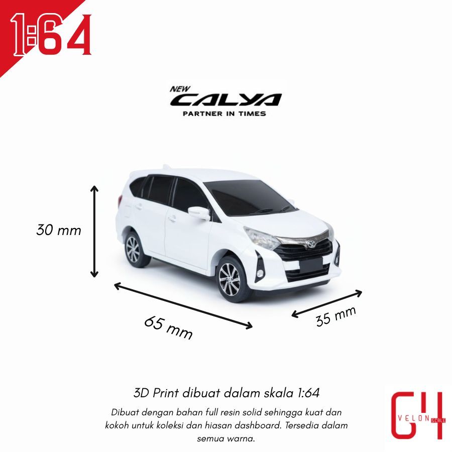 Diecast Miniatur Toyota Calya 2019 Skala 1:64 FULL Custom Warna dan Platnomor