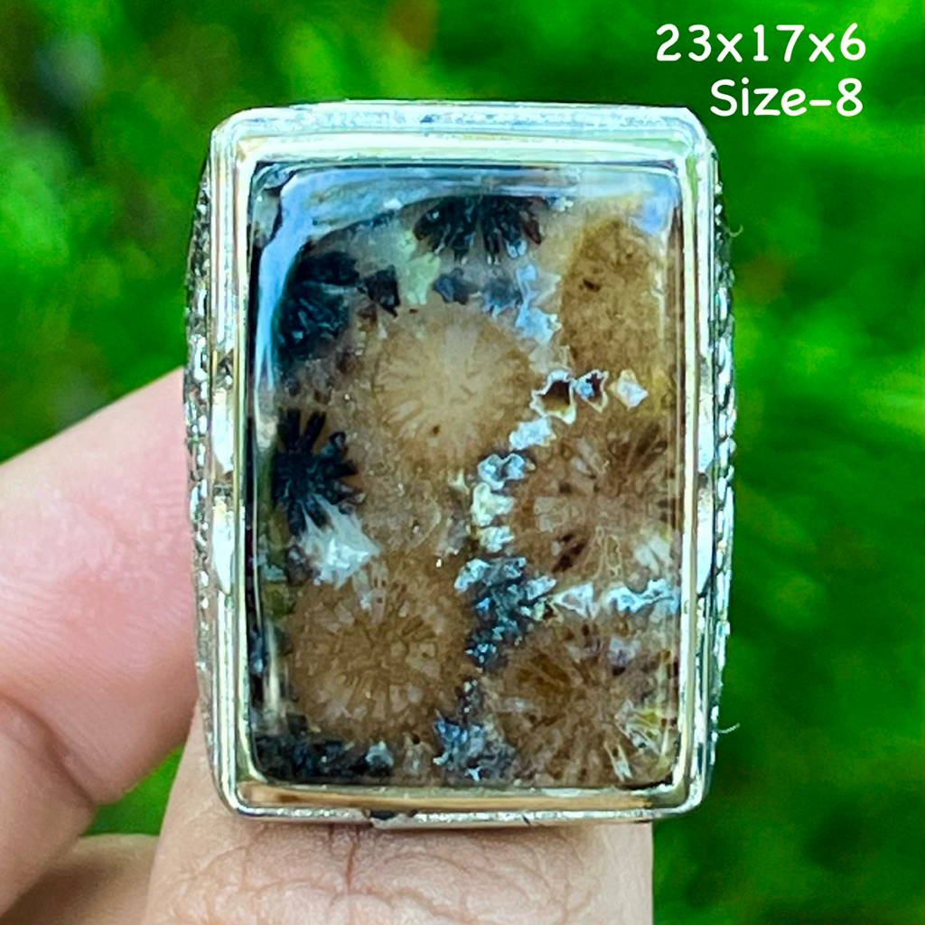 Cincin Batu Akik Natural Teratai (Asli Alam)