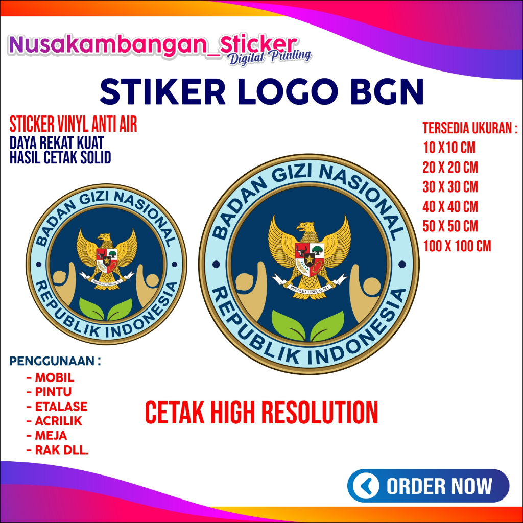 Sticker Logo BGN / Sticker Badan Gizi Nasional / Sticker SPPG stiker MBG