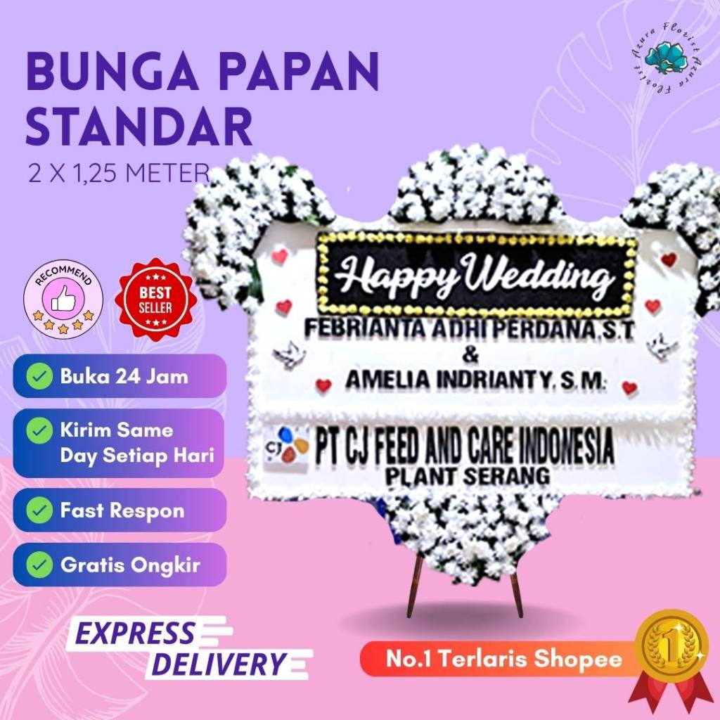 Karangan Bunga Bogor - Bunga Papan Ucapan Wedding, Congratulation, Dukacita Ukuran 1,25x2 Meter