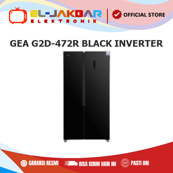 GEA G2D-472R BLACK INVERTER KULKAS 472L Side By Side LED display G2D-472R BLACK INVERTER G2D-472R