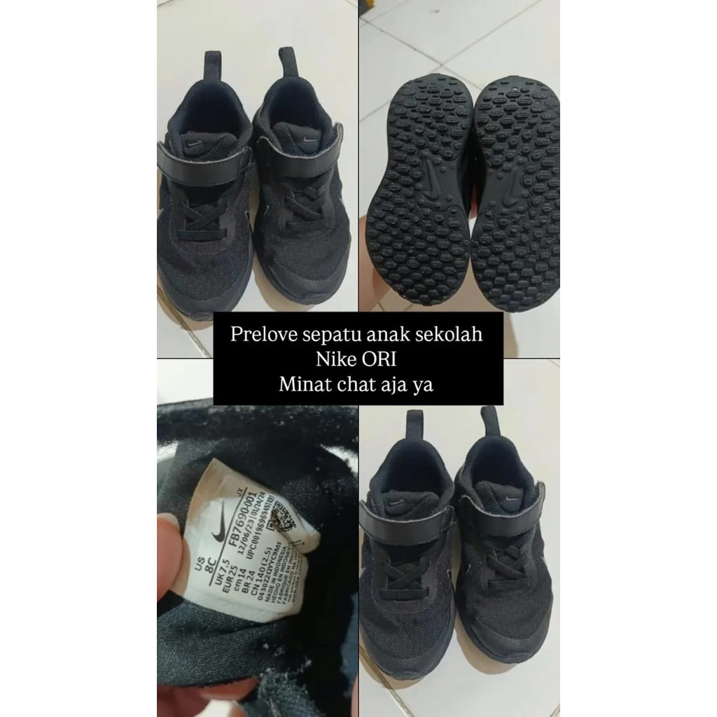 Preloved_ Sepatu Sekolah Anak warna Hitam_Merek NIKE ORI