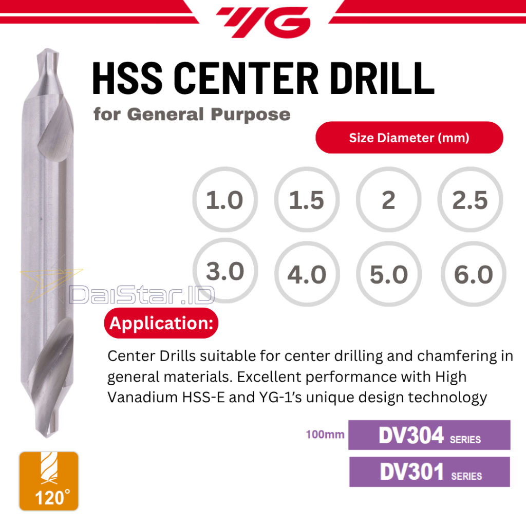 YG-1 Center Drill 1|1.5|2|2.5|3|4|5|6 mm Standart Long 100mm HSS YG-1 Center Bor YG1