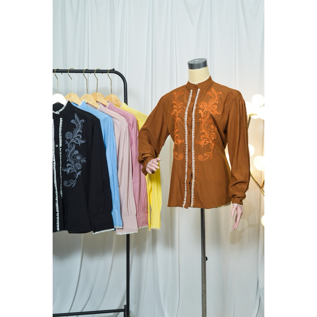 QUEEN LABEL - SHAKILA BLOUSE / BLOUSE WANITA/RENDA BORDIR/ATASAN WANITA KEKINIAN