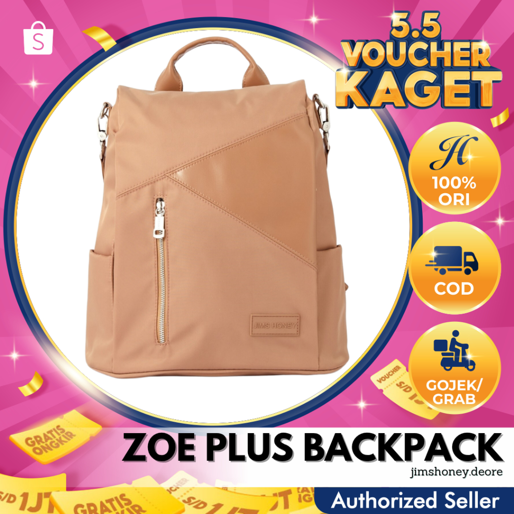 Jims Honey Zoe Backpack Tas Tote Ransel Sekolah Anti-Air Cewek Wanita Fashion Jimshoney