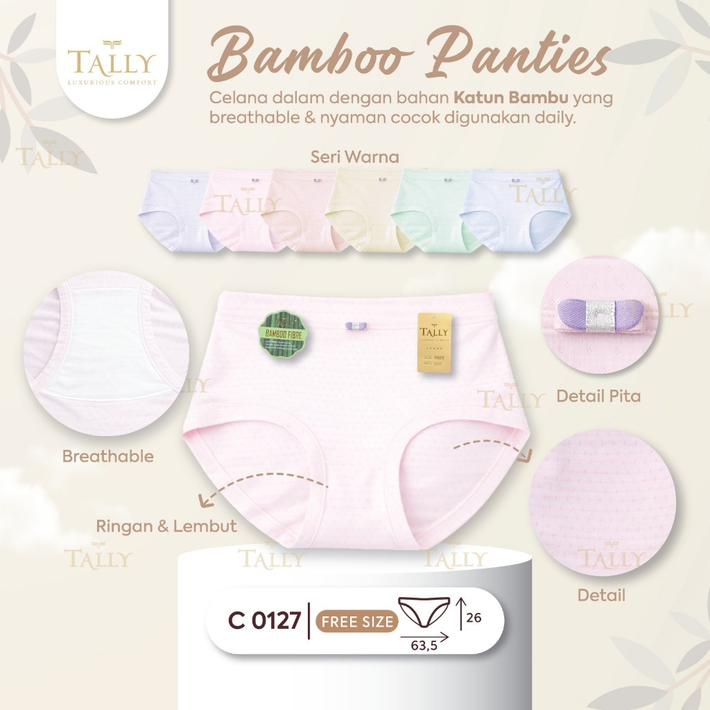 Tally Celana Dalam Katun Bamboo | Motif Pita | Fit to XL - CD 0127