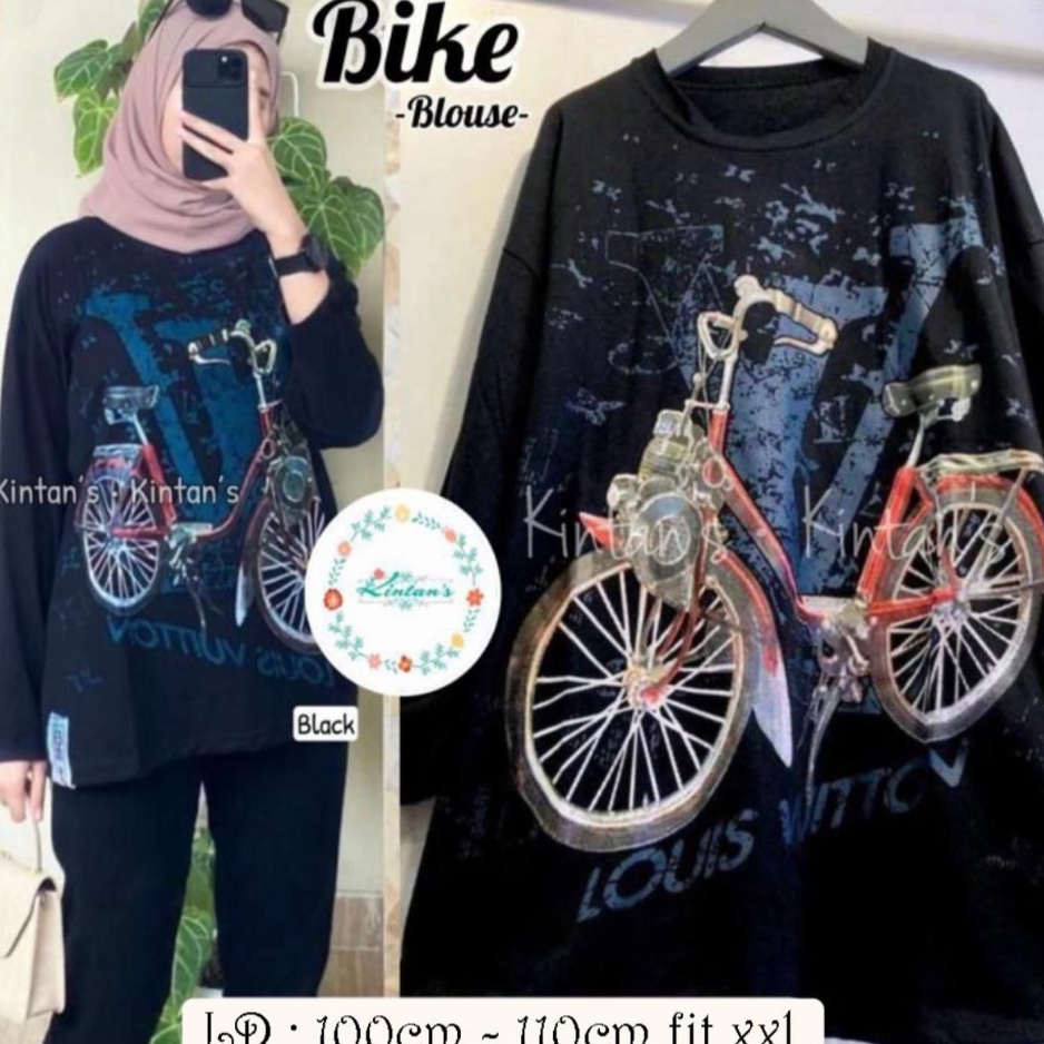 KAOS JUMBO XXL BAJU WANITA KAOS LENGAN PANJANG WANITA BIKE HITAM MOTIF VESPA