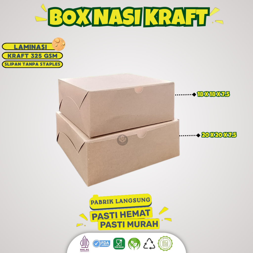 Dus Nasi Kotak 18x18 / Box Nasi Katering 18x18 Laminasi / Dus 18x18 Food Grade / B4K4