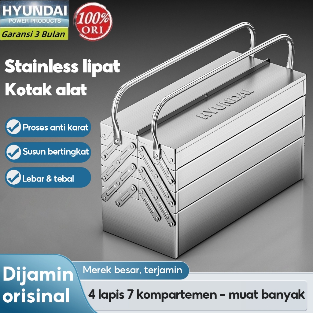 HYUNDAI Tool Box Stainless Kotak Perkakas Kapasitas Serbaguna Box Tempat Perkakas Besar