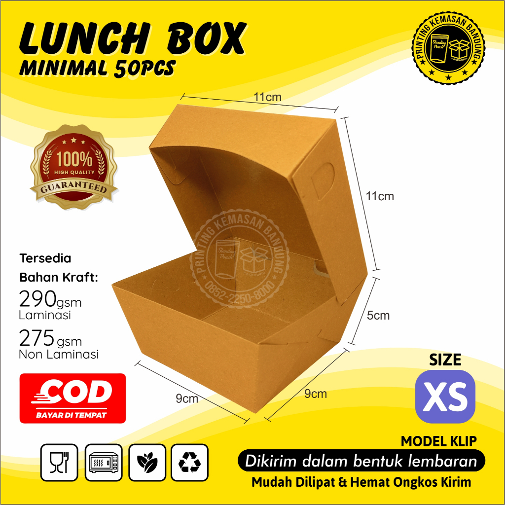Lunch Box Dimsum Takoyaki Bola Ubi Size XS 290 gsm Kotak Makan Kertas Kraft