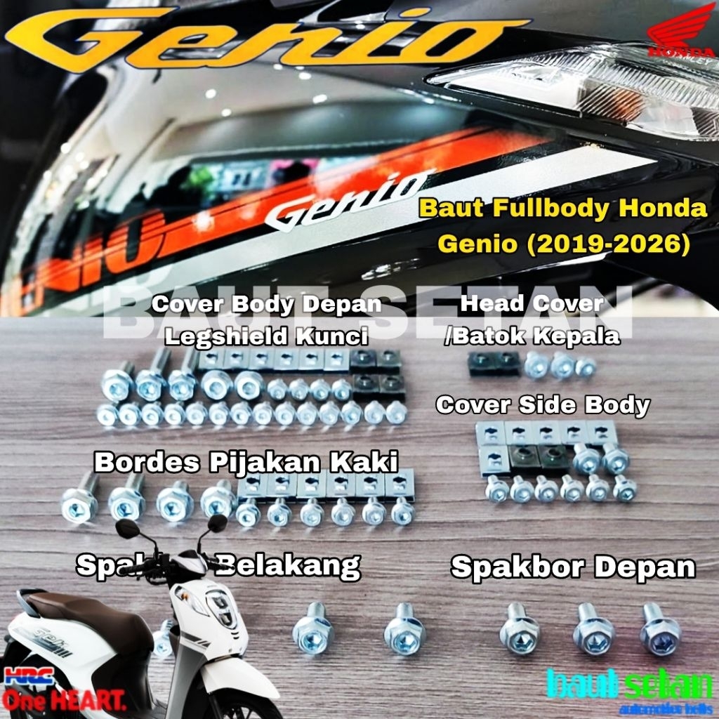 Baut Fullbody Honda Genio (2019-2026) Mode Dua Kunci Baja Hardnes