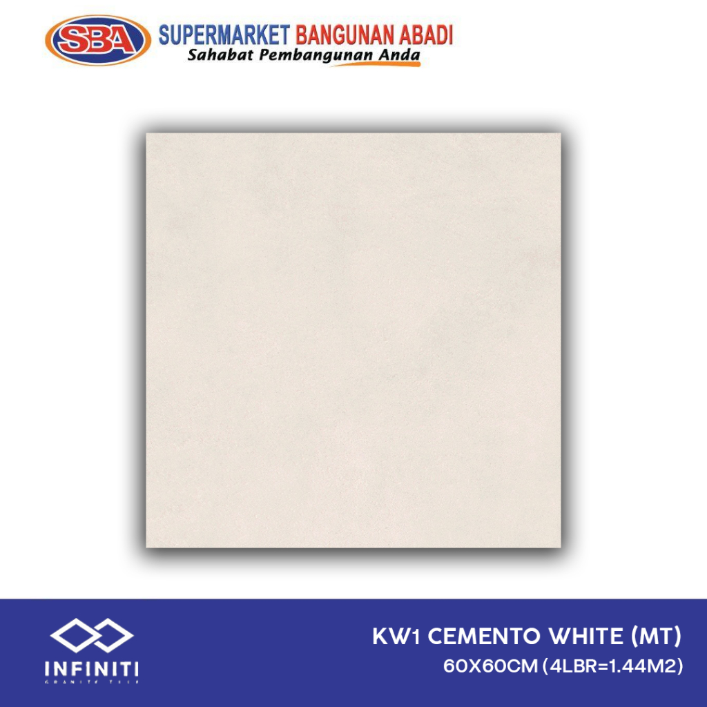 Keramik Lantai Infiniti Kw1 Cemento (MT) 60X60Cm White