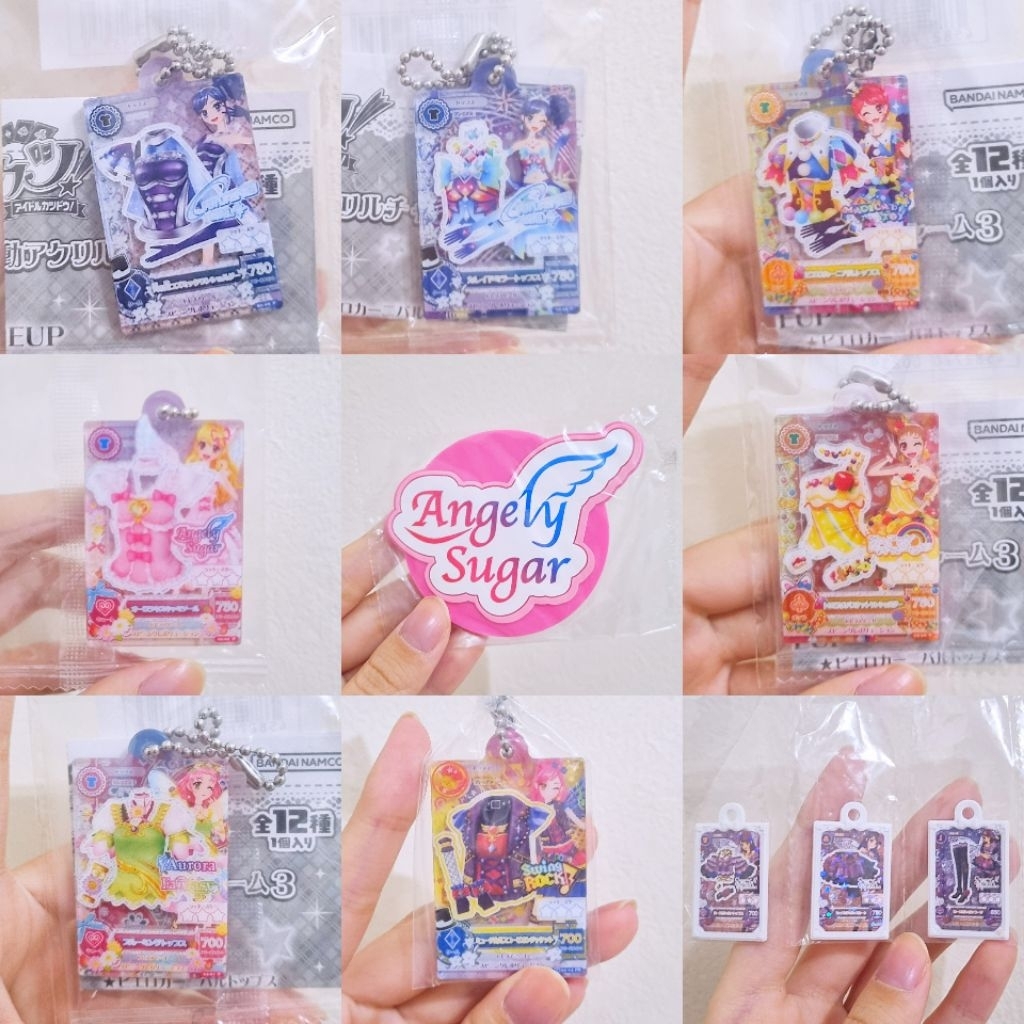 Aikatsu Merchandise Gacha Kartu Cards Bandai Gantungan Kunci Keychain Coaster Jepit Ichigo aurora ki