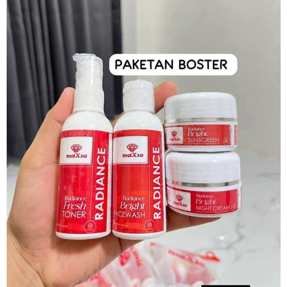 Maxie Glow Skincare Paket Isi 4 (Cream Siang, Cream Malam, Facial Wash, Toner) Original BPOM