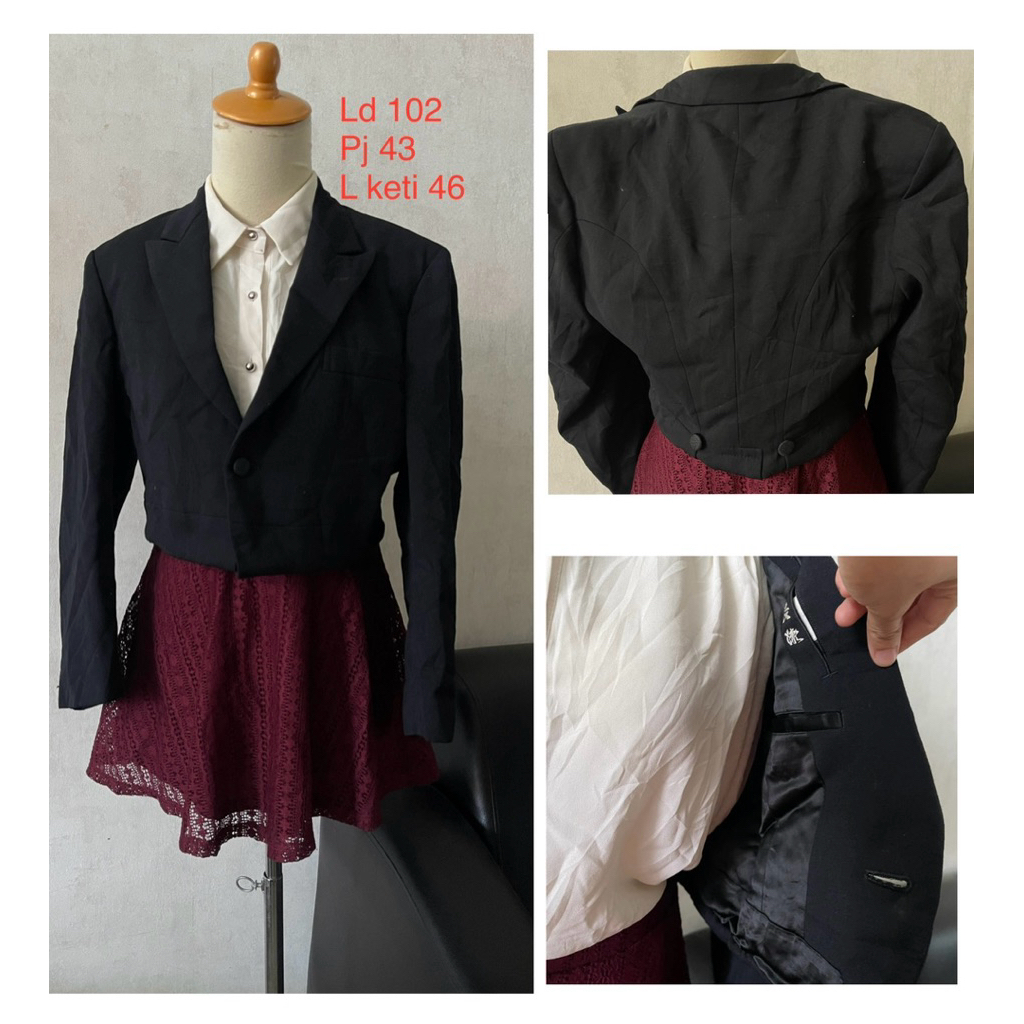 blazer hitam blazer crop wanita size besar bahan tebal blazer oversize hitam
