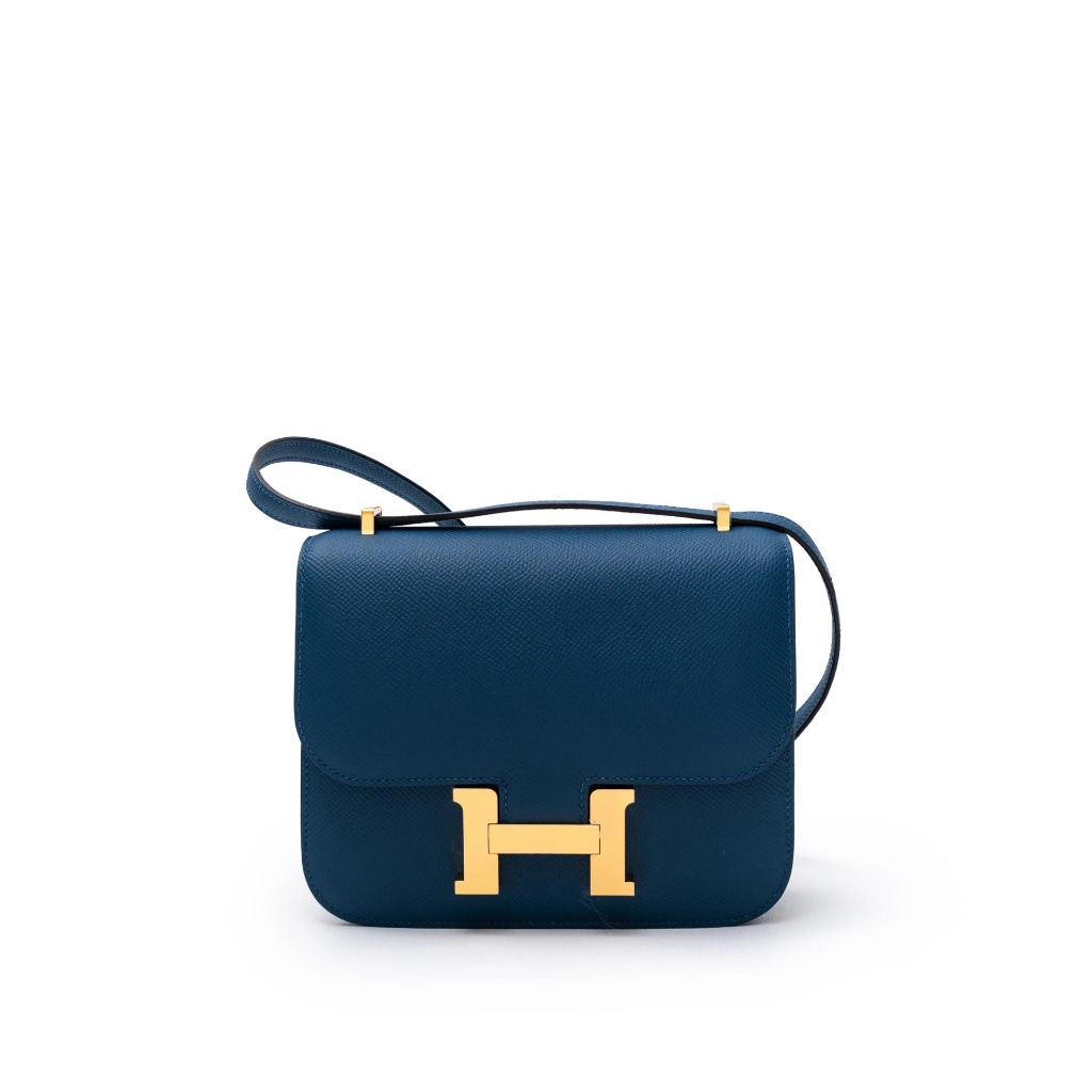 Constance 18 Epsom Leather Ghw #K Bleu Thalassa