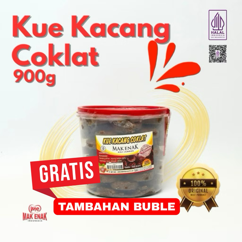Kue Kacang Coklat Mak Enak Asli Jember (900 Gram)