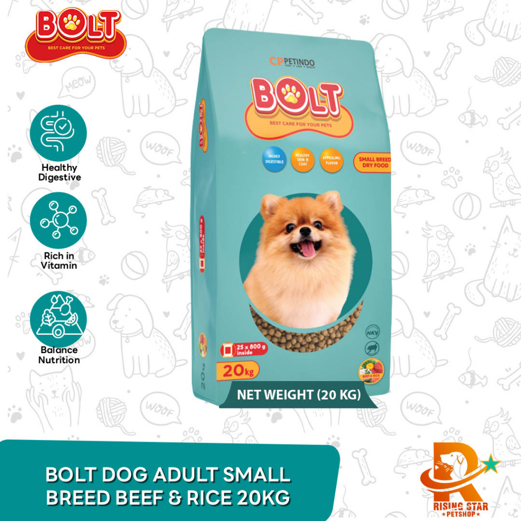GOSEND Bolt Dog Small Breed Beef & Rice Dry Food Adult Makanan Anjing Dewasa 20 Kg