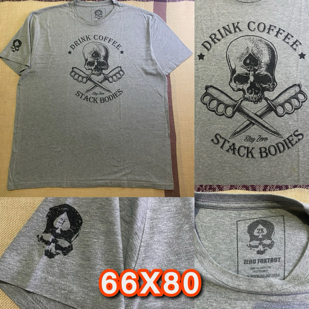 Kaos Pria Zero Foxtrot Skull Coffee Grey second