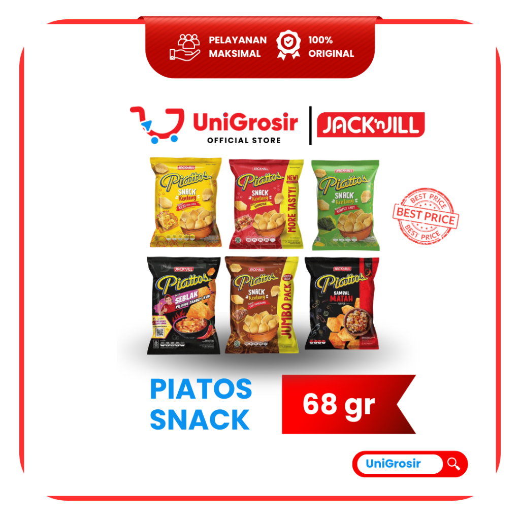 [UniGrosir] PIATTOS PIATOS SNACK KENTANG POTATO PACK RASA BBQ KEJU PEDAS KOREA SEBLAK RUMPUT LAUT ~ 