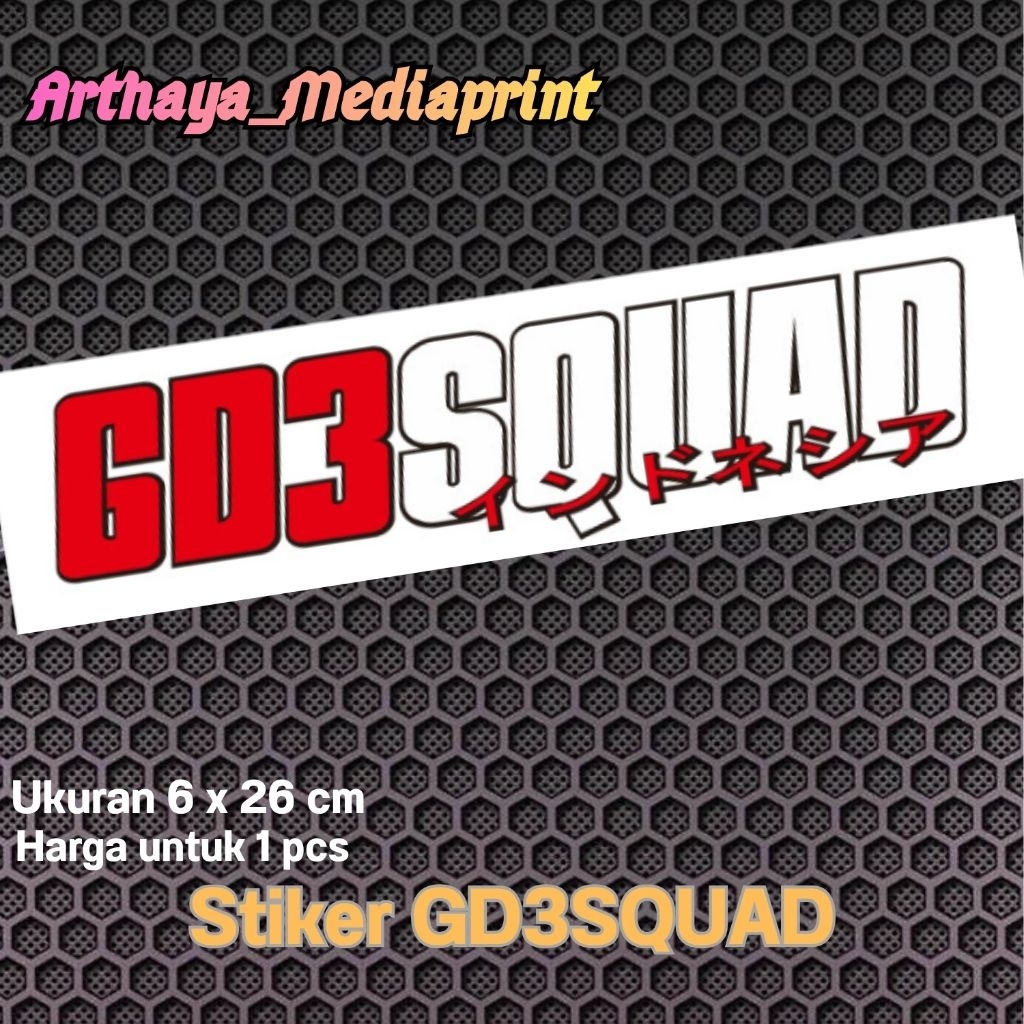 Stiker GD3SQUAD / stiker cutting GD3/Honda Jazz Gd3 /Gd3squad indonesia