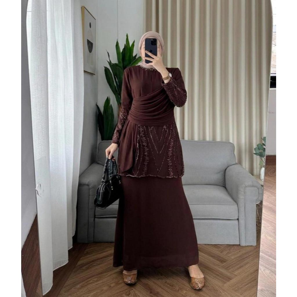 COD Anabel Dress Maxy Ceruty Baby Doll Full Furing Aplikasi Brokat Payet Premium Dress Model Mermaid