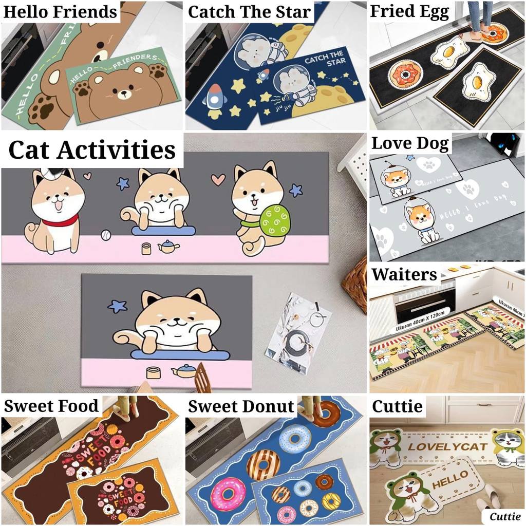 Kitchen Floor Mat 2 in 1 | Keset Lantai Anti Slip | Keset Dapur 2 Pcs | Keset Dapur Minimalis Cantik