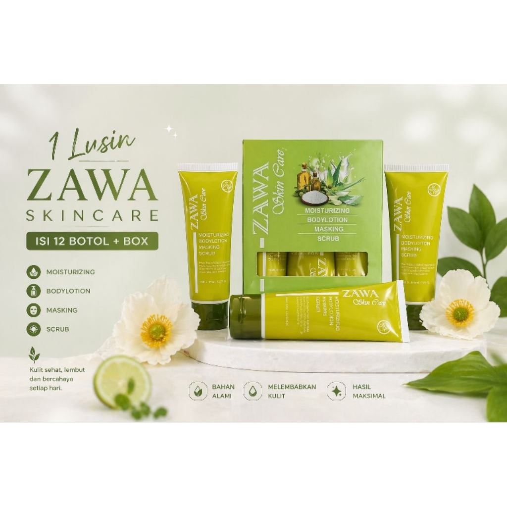ZAWA Skincare 1 Lusin (12 Botol) | Skincare Jerawat & Glowing | BPOM Original