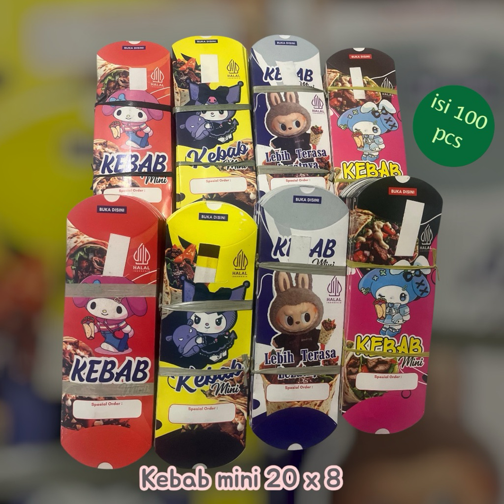 100 Lembar kertas kebab Viral Full Color tahan minyak dan air/wadah kemasan bungkus kebab glossy 20x
