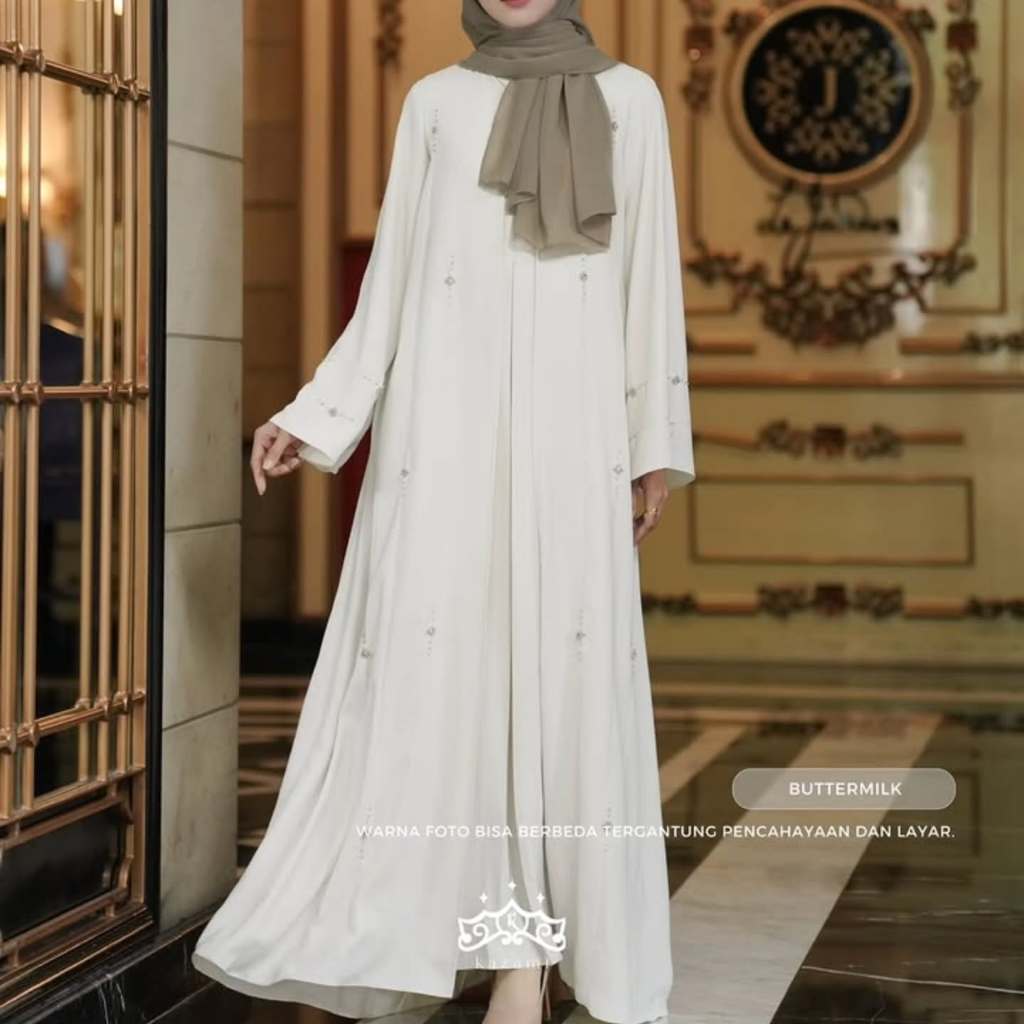 Saffa Dress Gamis Wanita Bahan Marbella Aplikasi Payet Dress Abaya Hitam Terbaru Zipper Depan Busui