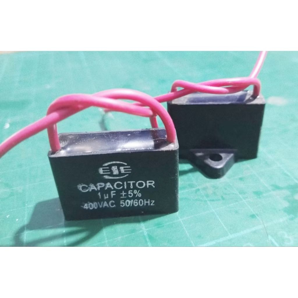 Kapasitor Kipas Angin 1uF 400V Kabel Capacitor Fan Motor Dinamo 1 MFD 400VAC Model Kotak