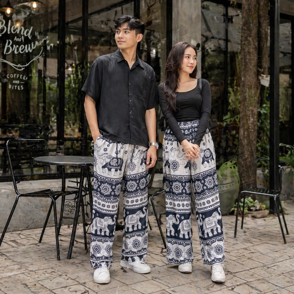 Celana motif gajah bahan Rayon/ Celana kulot motif gajah / celana panjang kulot gajah