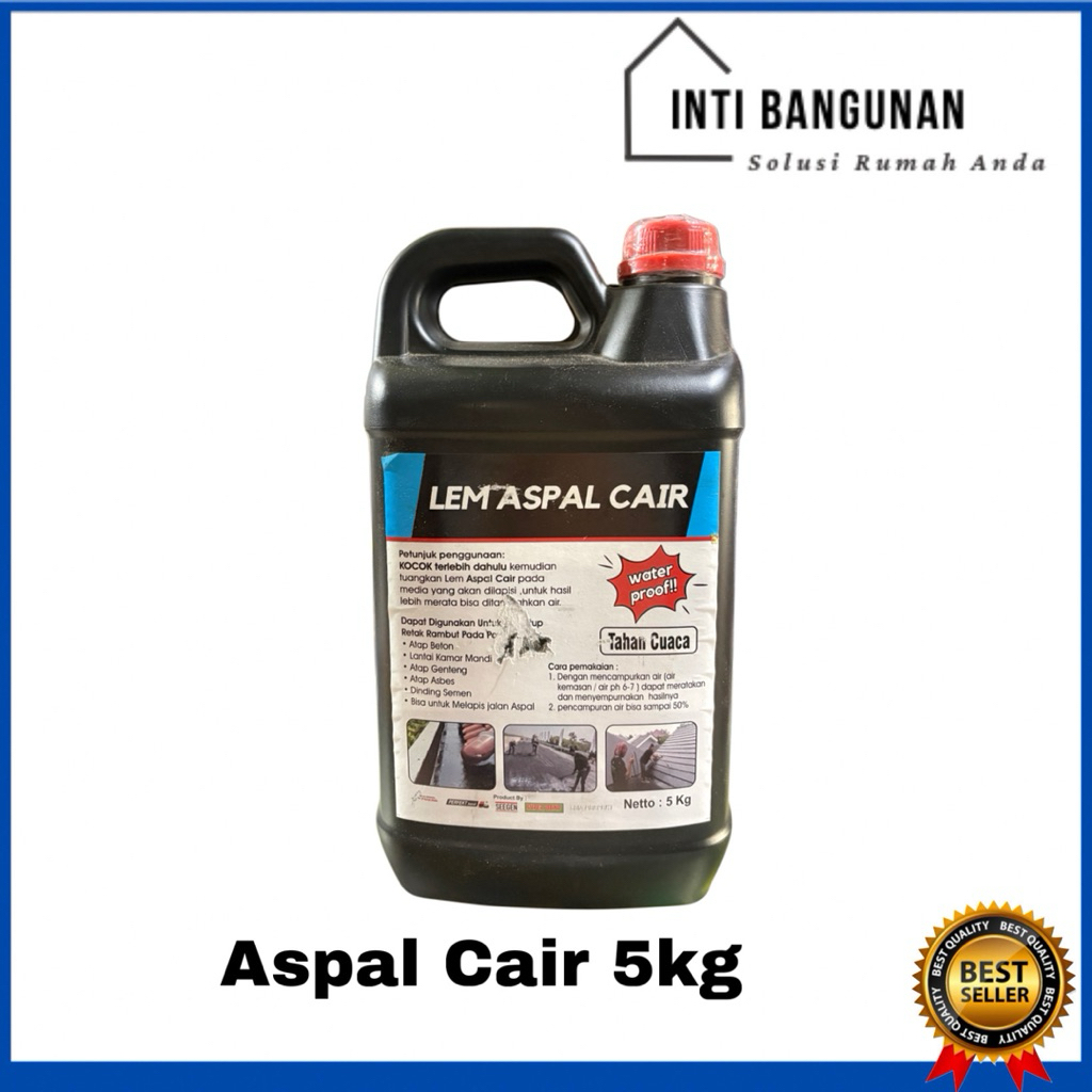 Aspal Cair 5 Liter 5 Kg Lem Pelapis Anti Bocor Retak Dinding Dak Beton Tembok Rumah