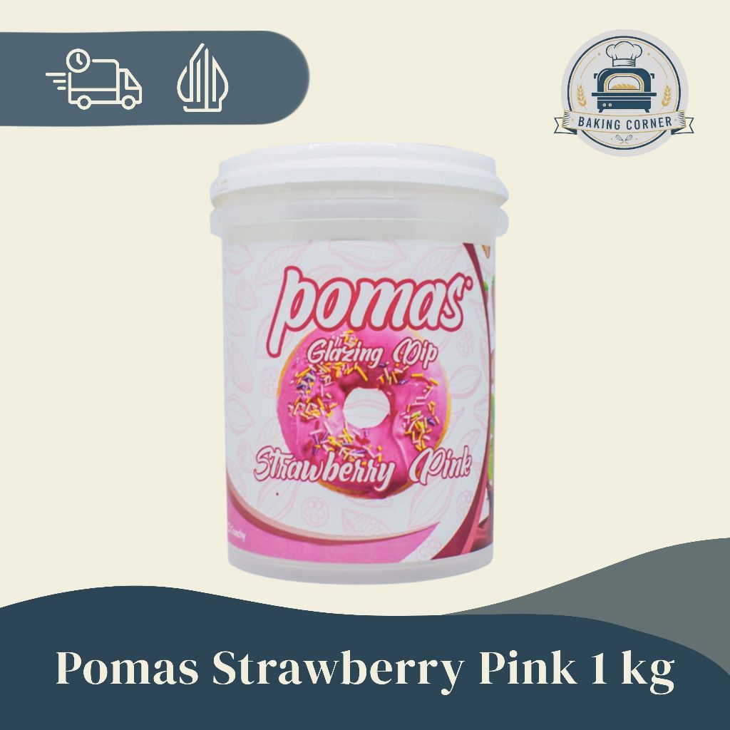 POMAS GLAZE STRAWBERRY 1 KG PINK STROBERI TOPPING DONAT PISANG NUGGET SIAP PAKAI GLOSSY MENGKILAP WA
