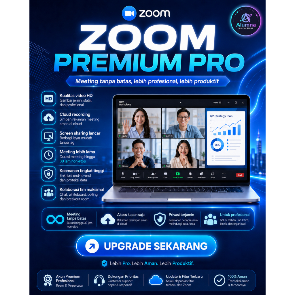 ZOOM MEETING PRO UNLIMITED LICENSI 1BULAN - INSTANS KIRIM