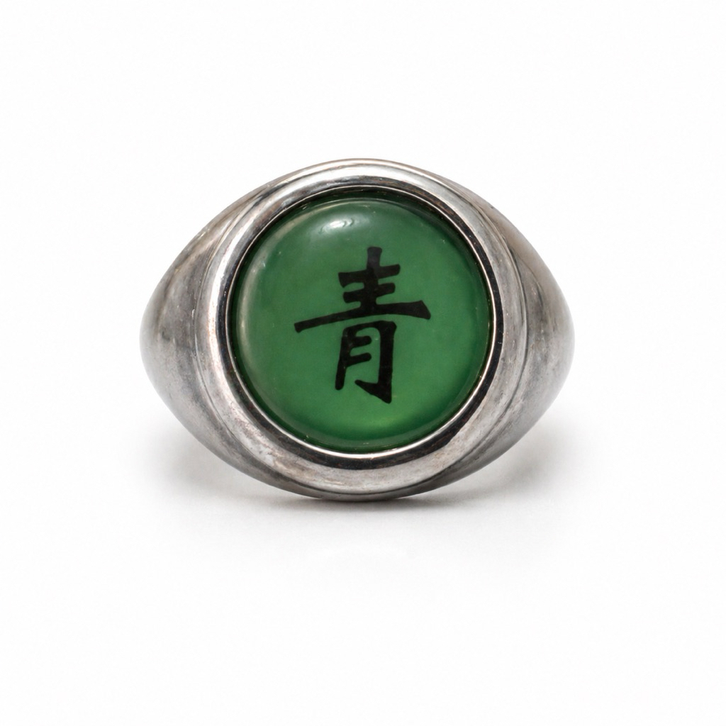 Cincin Pria Batu Hijau Kanji