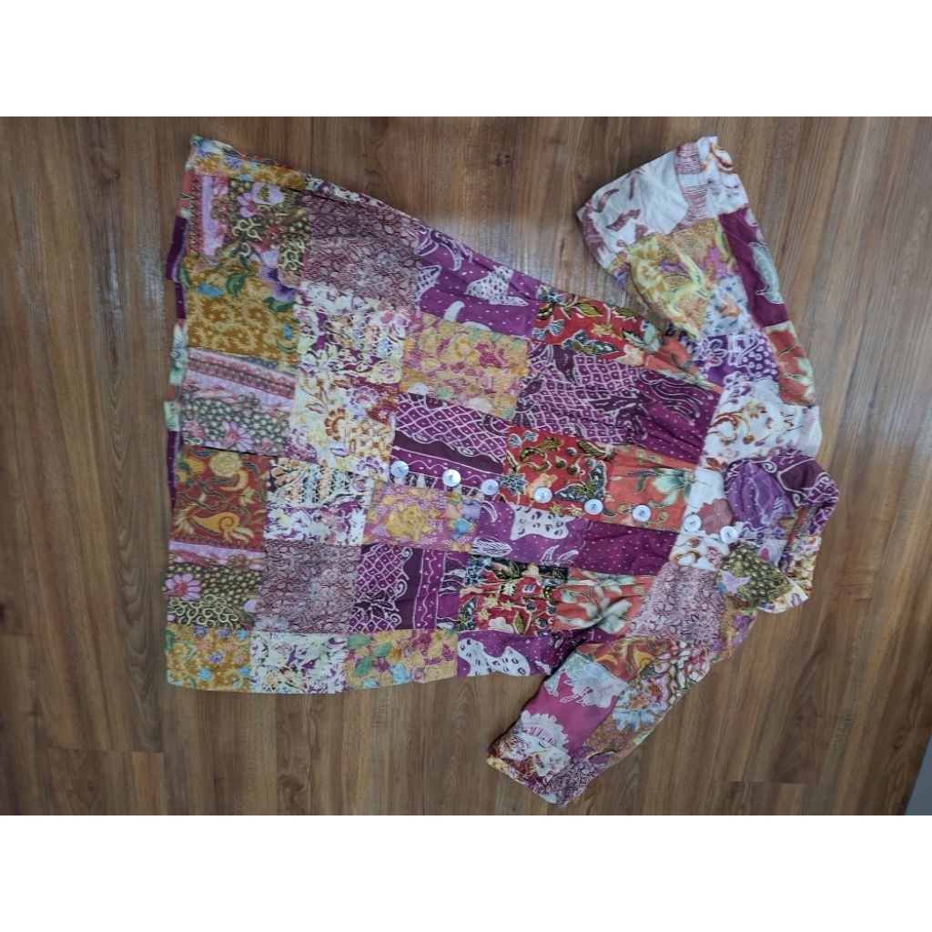 Atasan wanita batik maroon, merah, oranye