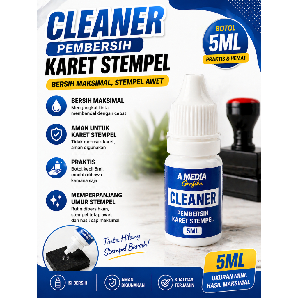 Pembersih Karet Stempel 5ml – Khusus Stempel Cup Minuman & Plastik, Anti Kering & Mampet