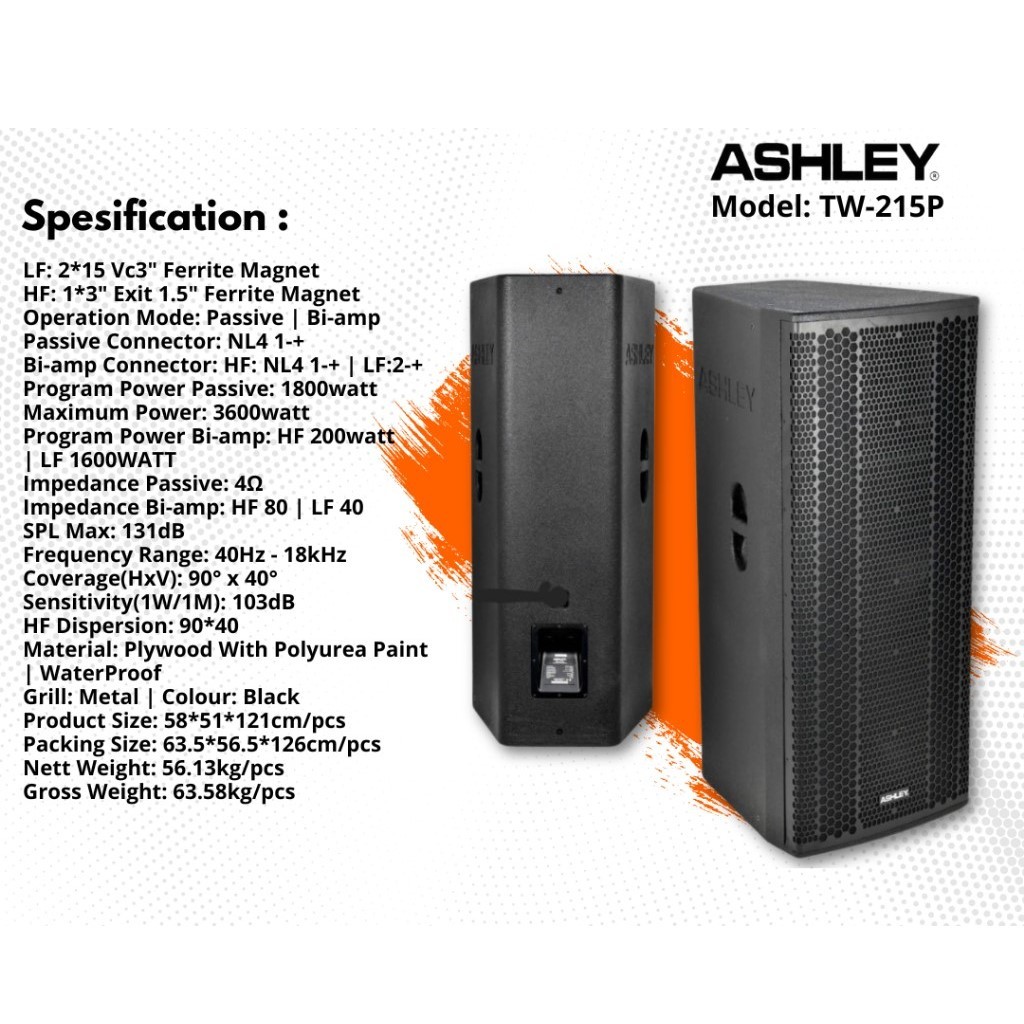 SPEAKER PASIF TW 215P SPEAKER PASSIVE ASHLEY TW 215P DOUBLE WOOFER ORGINAL 2X15INCH