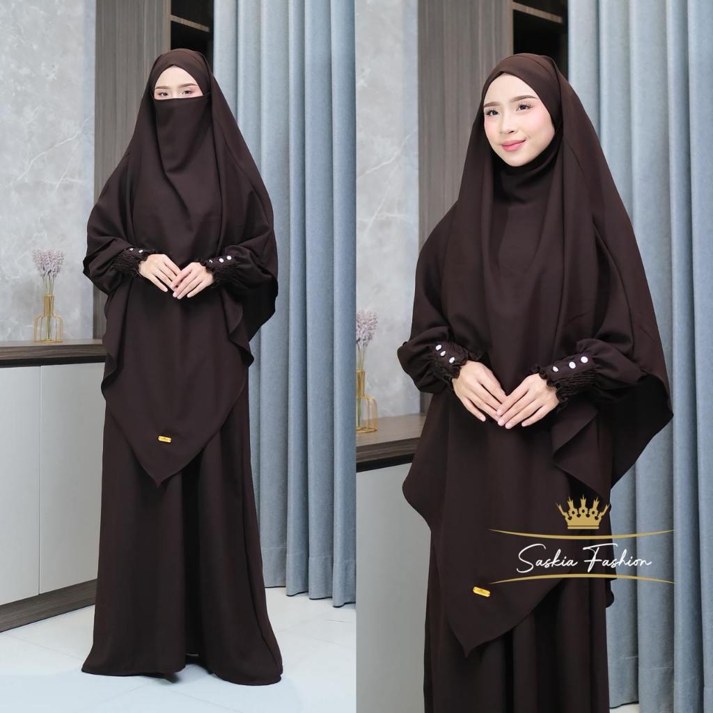 Gamis Syar'i  Umroh Haji Abaya Kayra Set French Khimar Sabrina Anti UV Busui Frendly