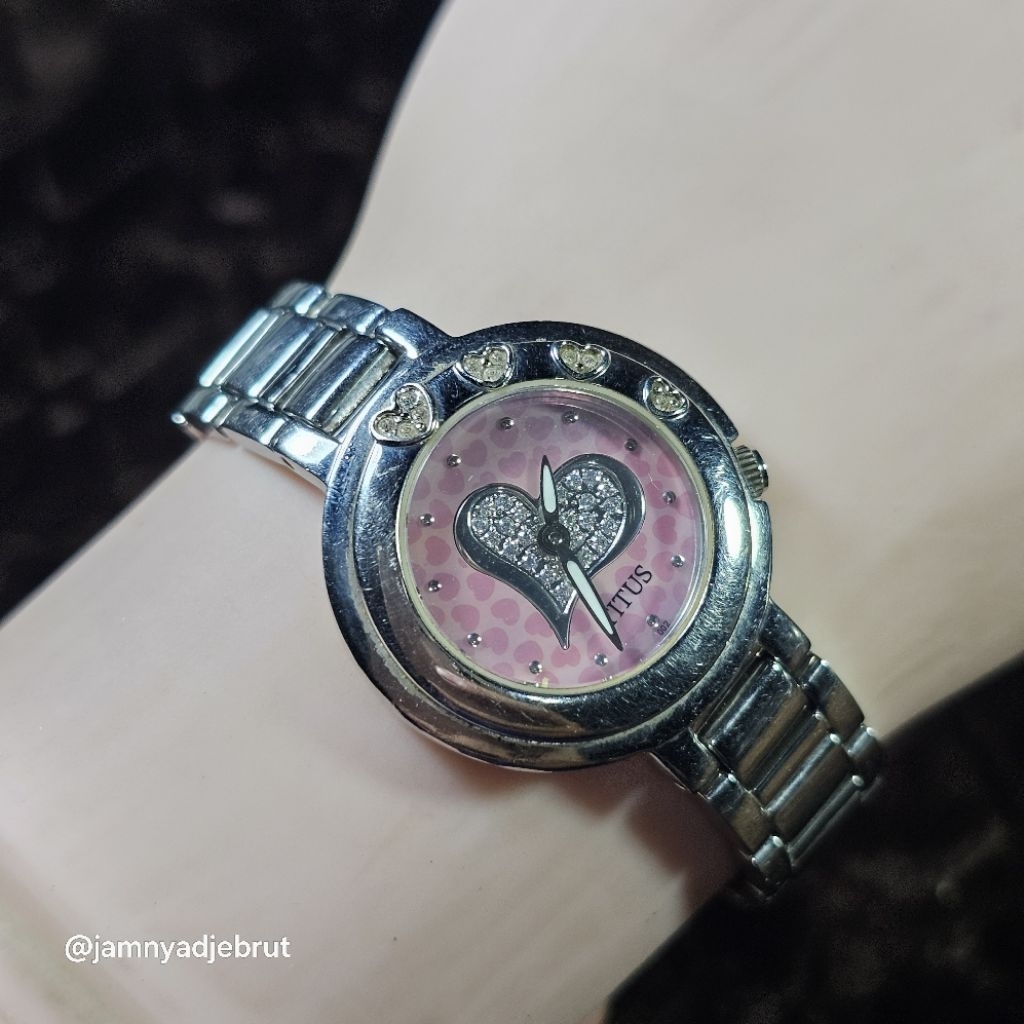 Jam Titus 06-1232 Love All Stainless Steel Silver Pink Ladies Bekas