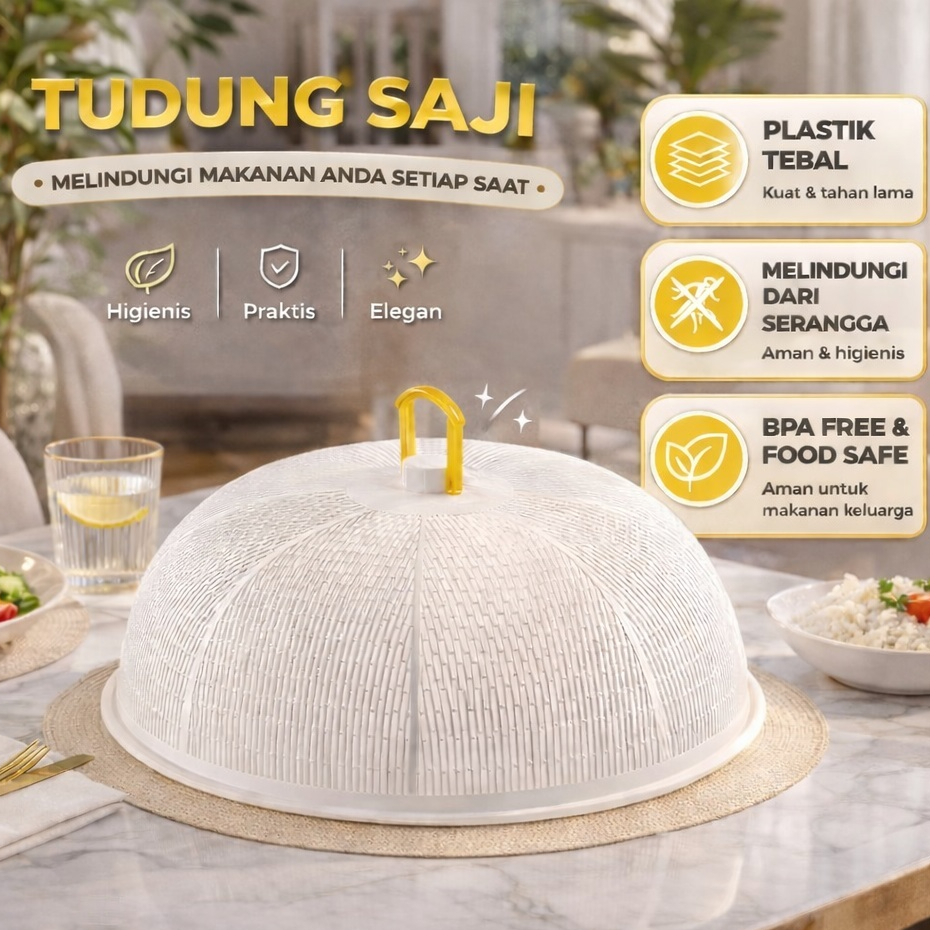 Tudung Saji Bulat Modern Penutup Makanan Meja Makan Small Estetik Mewah Food Cover BPA Free