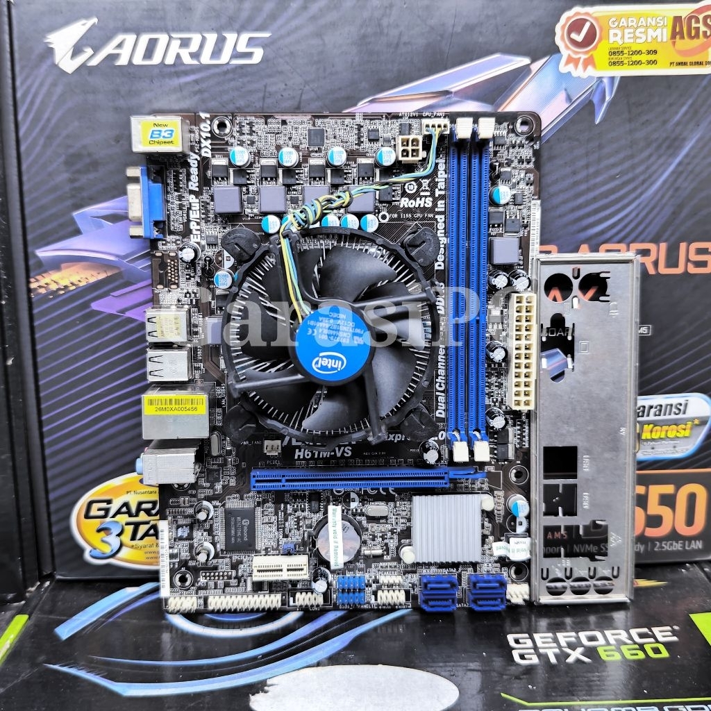 PAKET Motherboard ASRock H61 Processor Intel Core i3-3220 IvyBridge 3,30GHz Socket LGA 1155 DDr3