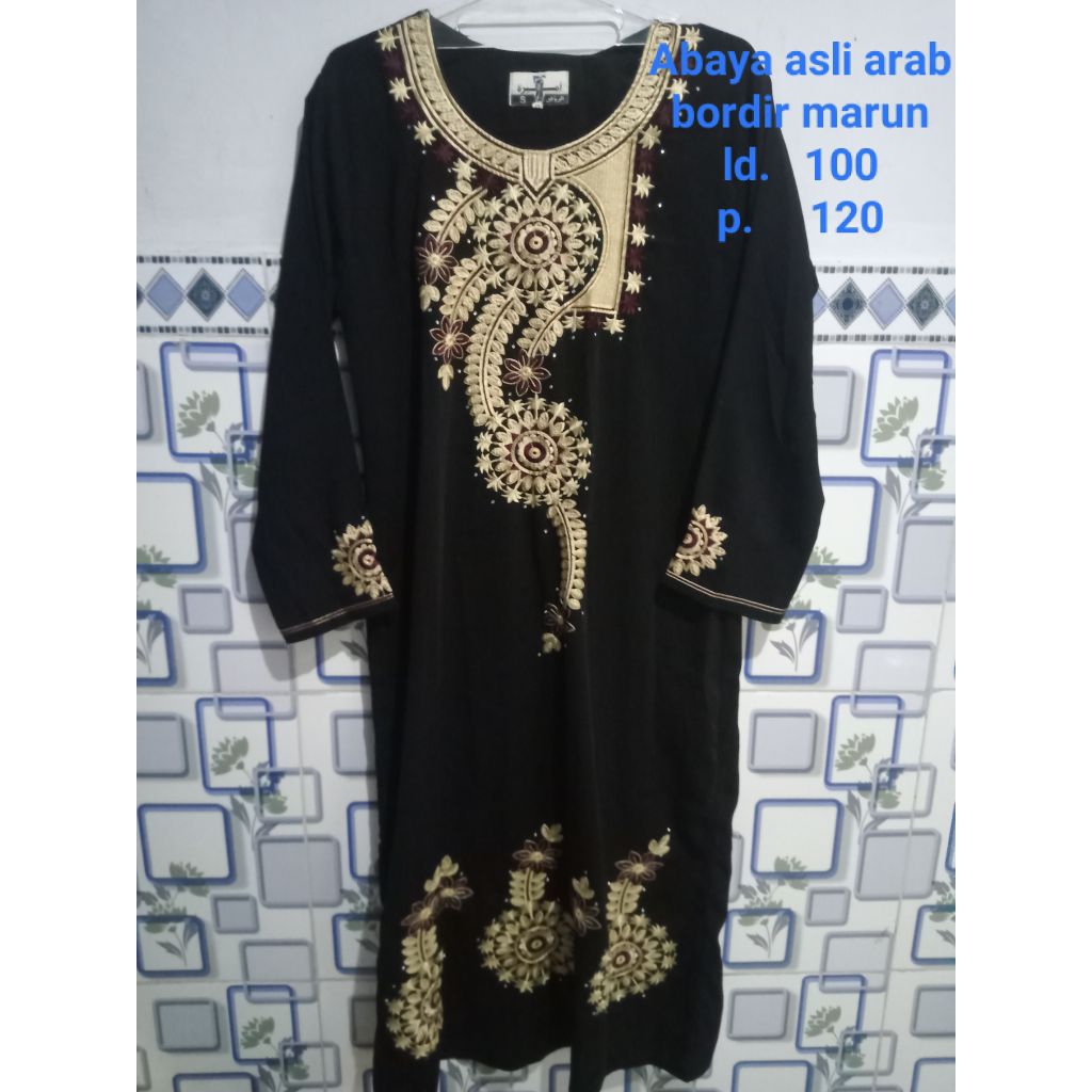 Abaya hitam bordir asli arab preloved